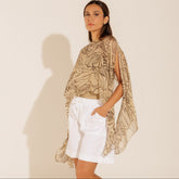 Lenço Pelerine França Floral Bege